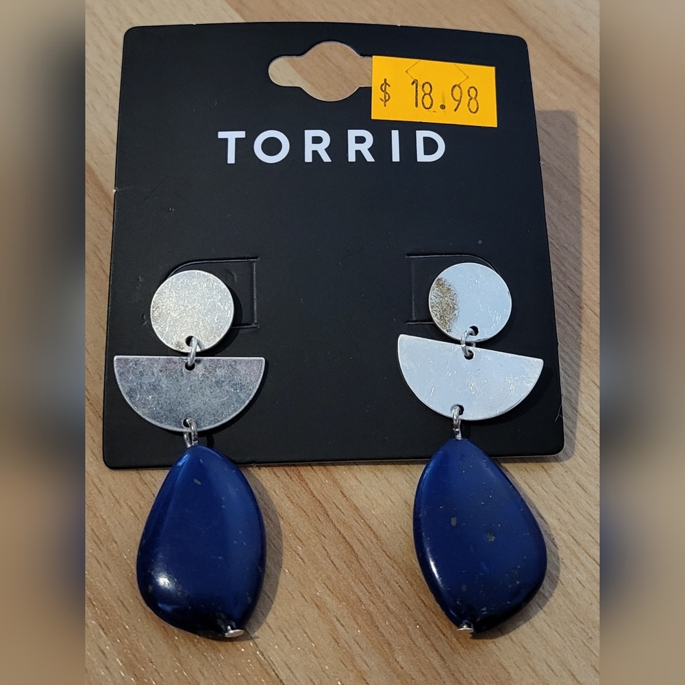 Torrid Silver and Blue Geometric Earrings